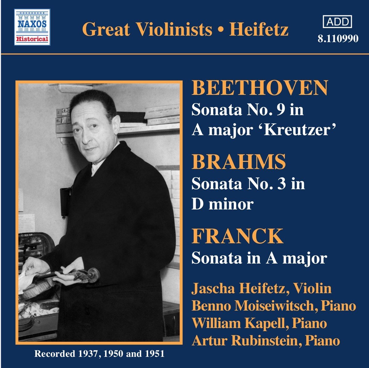 Jascha Heifetz - Beethoven, Brahms, Franck: Violin Sonatas (CD) (Remastered)