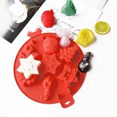 Kerstvormpjes, rond, set van 2 siliconen bakvorm, kerstvorm, sneeuwpop, kerstboom, kerstbal, koekjesvorm