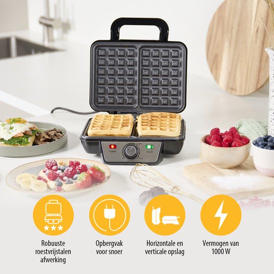 Tristar Wafelijzer - WF-2195 - 1000W - 2 wafels - Anti aanbaklaag - PFAS-vrij