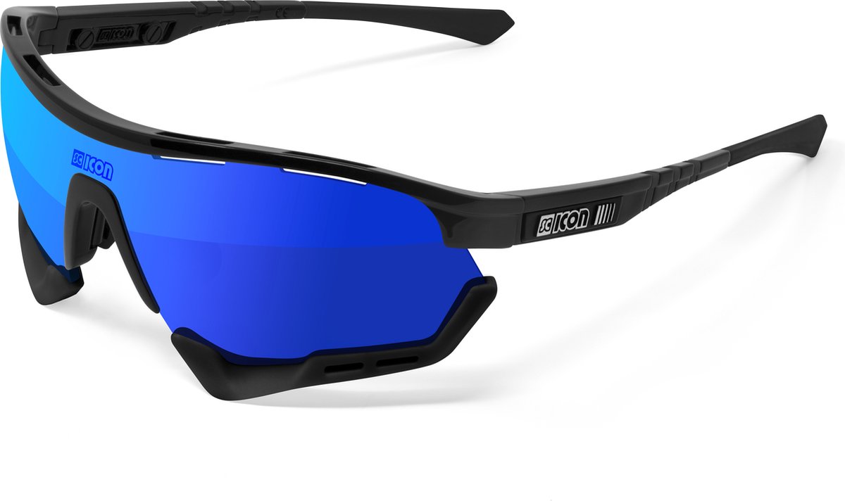 Scicon - Fietsbril - Aerotech XXL - Zwart Gloss - Multimirror Lens Blauw