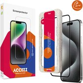 Protecteur d'écran Accezz adapté à iPhone 15 - Protecteur d'écran en verre Accezz triple Strong à couverture complète avec applicateur biologique