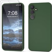 Hoesje Geschikt Voor Samsung Galaxy S23 FE Hoesje siliconen Pine Groen zacht siliconen hoesje TPU backcover - Met Screenprotector - 2 stuks