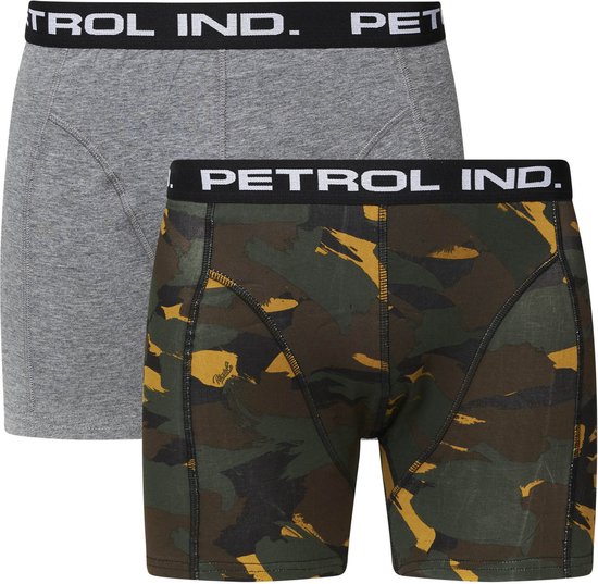 Petrol Industries - Heren 2-pack Boxershorts Petrol Logo Camouflage - - Maat XXL