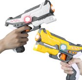 StarWarior Laserguns - Wit en Geel - Lasergame set voor kinderen - 4 Teams - 50Meter Schietafstand - Met licht en geluidseffecten