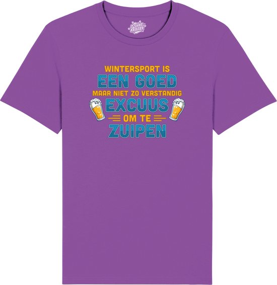 Wintersport is een goed excuus om te zuipen - Grappige Apres Ski en Bier Wintersport Kleding - Unisex - Foute Ski en Snowboard Vakantie Cadeau - Unisex T-Shirt - Donker Paars - Maat XL