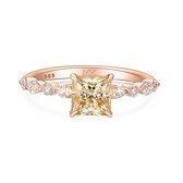 Ava – Princess Champagne Moissanite Ring - 1.3 karaat