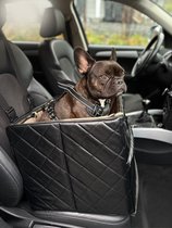 Autostoel Hond - Hondenmand Auto - Hondenstoel Auto - Zwart met Velvet - 40cm x 40cm