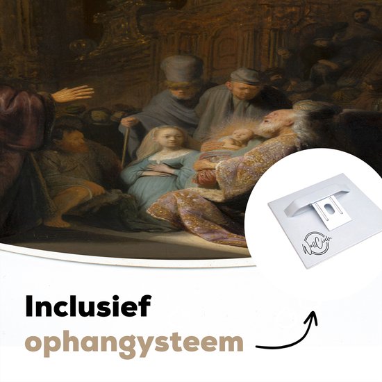 Chant de louange de Siméon - Peinture de Rembrandt van Rijn assiette en plastique cercle mural ⌀ 120 cm