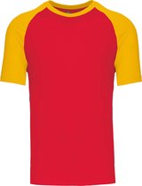 SportT-shirt Heren S Kariban Ronde hals Korte mouw Red / Yellow 100% Katoen