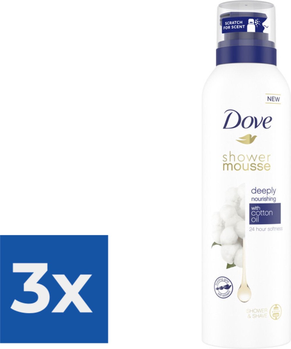 Goedkoopste Dove Shower Foam Deeply Nourishing Cotton Oil 200 ml - Voordeelverpakking 3 stuks
