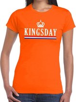 Oranje Kingsday met Hollandse vlag t- shirt - Shirt voor dames - Koningsdag kleding L