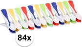 Gekleurde wasknijpers - 84 stuks - plastic knijpers / wasspelden