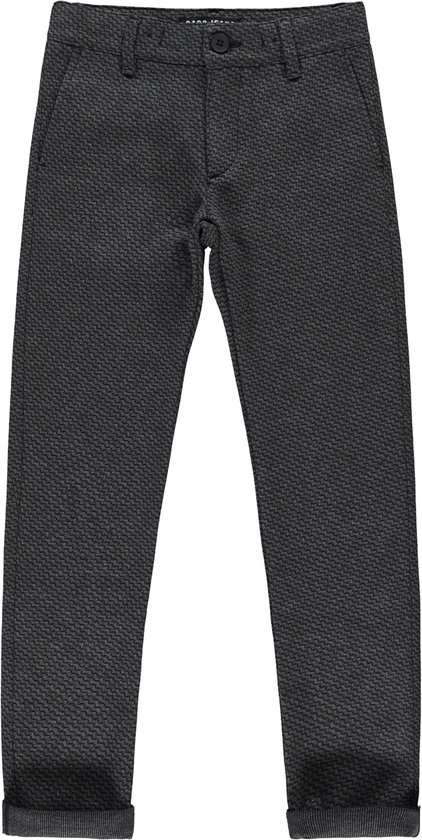 Donkergrijze broek met visgraatpatroon