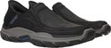 Zwarte Skechers slip-on herenschoenen met Goodyear zolen.