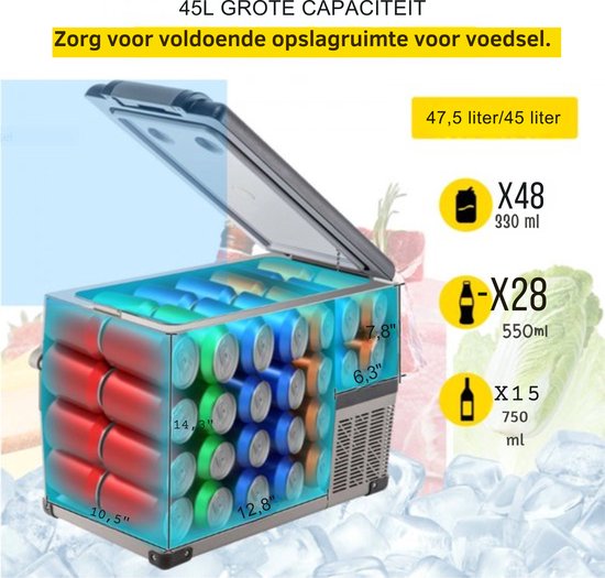 Koelbox - Auto Koelbox - Friggo - Met Display en Verlichting - 55L - Zwart/Grijs - Met Wielen van KOEL — afbeelding 2