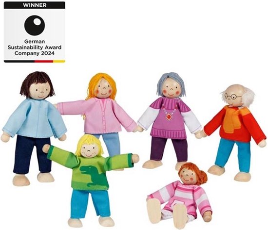 Goki Houten Poppenhuis Poppen Flexibel Moderne Familie, 6st.