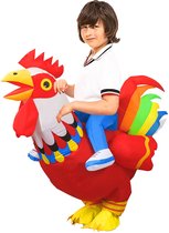 KIMU® Costume Gonflable Enfants Assis sur Kip Rouge Arc-en-Ciel - Costume Opblaasbaar - Costume Gonflable Mascotte Costume de Poulet - Cadeau de Noël Coq Gonflable