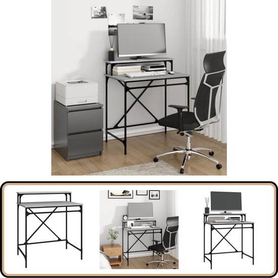 vidaXL Bureau met Opslag Sonoma eiken 130 x 50,5 x 75 cm Bewerkt hout
