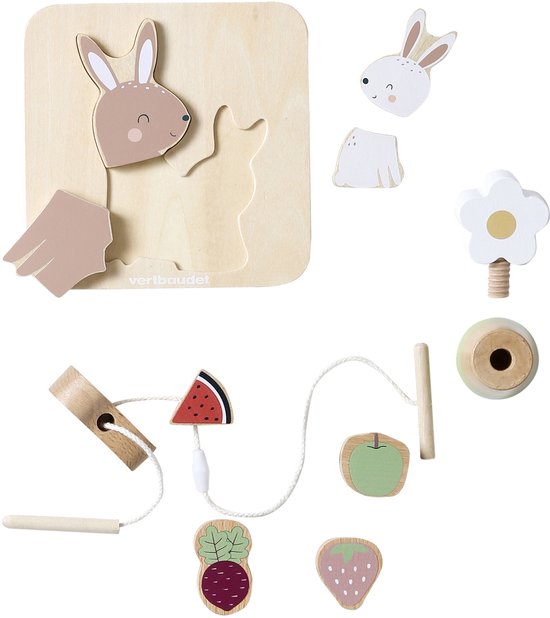 Vertbaudet Coffret 3 jeux d'éveil en bois FSC®