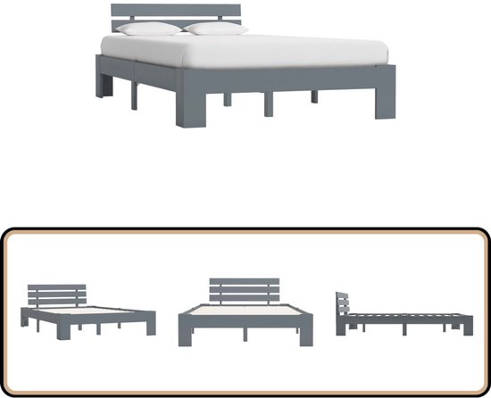 The Living Store Cadre de lit Bois de pin Massief - 213 x 145 x 66 cm - Convient pour matelas 140 x 200 cm