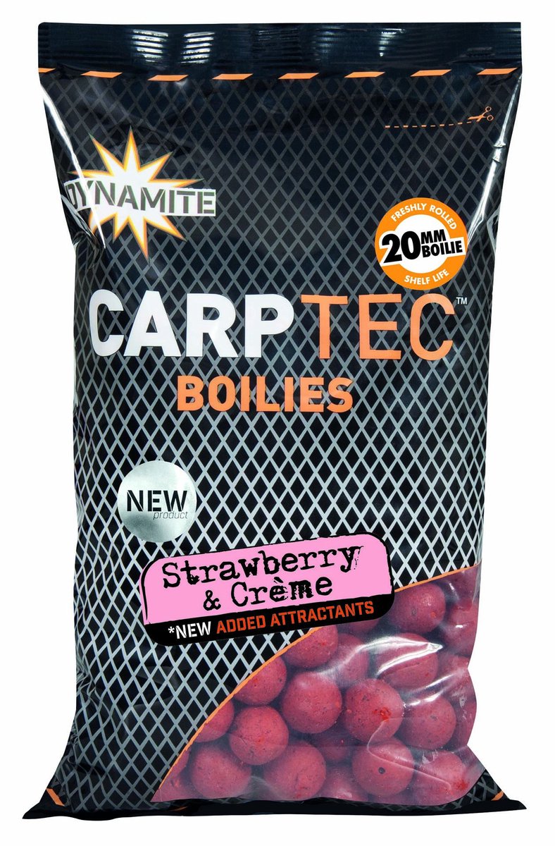 Carp Spirit Dynamite Baits Carptec Boilies | 900g Strawberry & Creme 20mm
