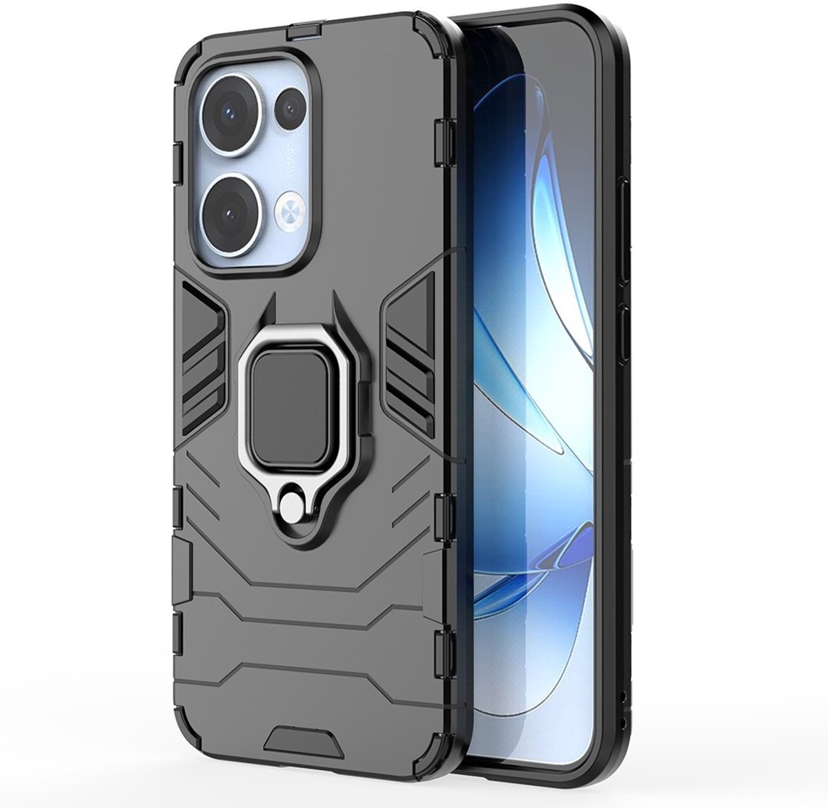 Coverup Hoesje - Geschikt voor OPPO Reno13 5G Hoesje - Coverup Ring Kickstand Back Cover - Zwart