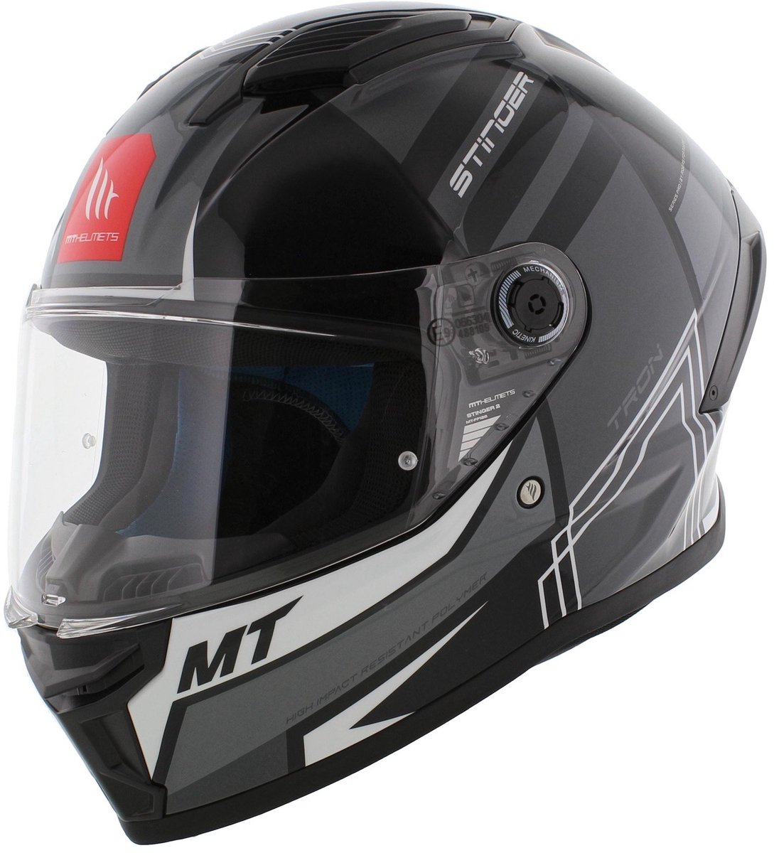 MT Stinger 2 integraal helm Tron glans zwart grijs S