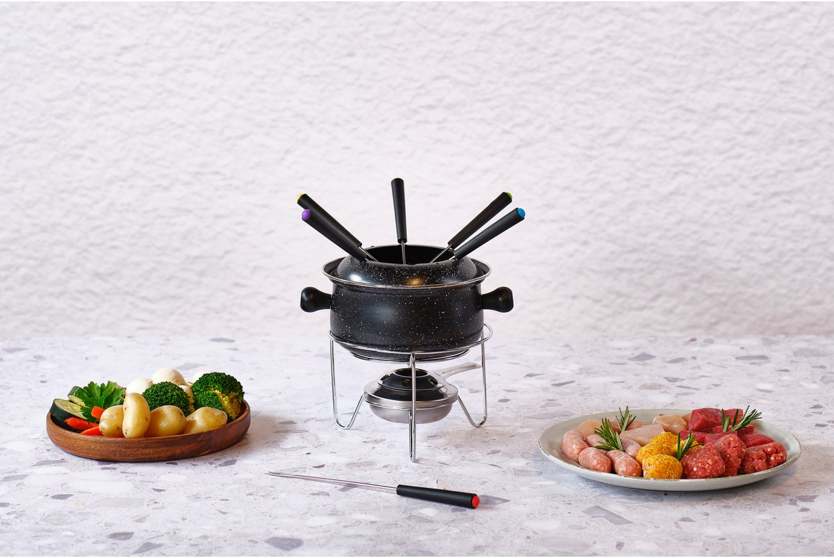 Cosy&Trendy Fondue set met 6 vorken - Emaille - Ø 16cm – foto 4