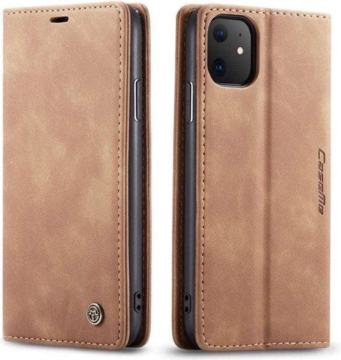 Luxe bookcase geschikt voor Apple iPhone 11 - bruin