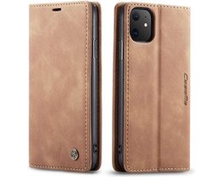 Luxe bookcase geschikt voor Apple iPhone 11 - bruin