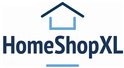 Logo van HomeShopXL met huisje en tekst.