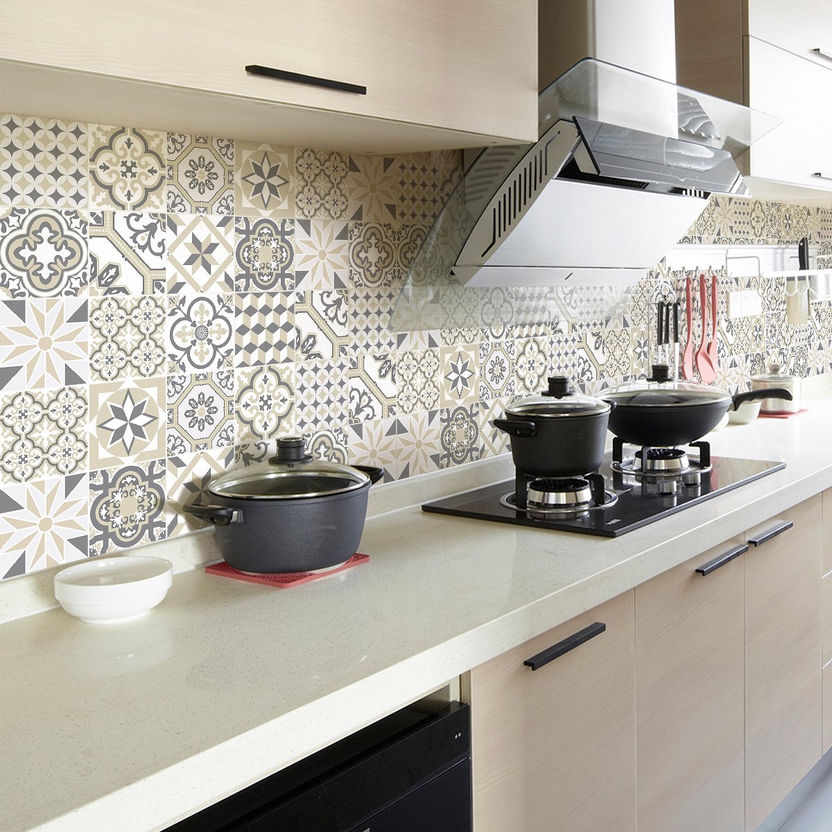 Ambiance Sticker Zelfklevende tegelmuurstickers voor keuken en badkamer - 30 Azulejos Navajo cementtegelstickers - 30 stickers 10x10cm Multi color
