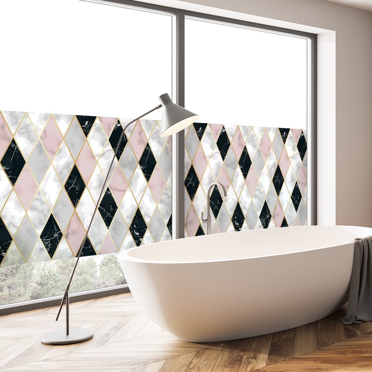Privacy raamfolie - Chic Diamond XL - Stickers voor ramen en douchedeuren - 40x200cm