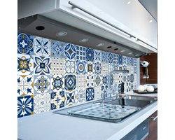 Sticker Mural Carrelage adhésif Cuisine Salle de Bain - 9 STICKERS CARREAUX DE CIMENT AZULEJOS FABA - 9stickers20x20cm
