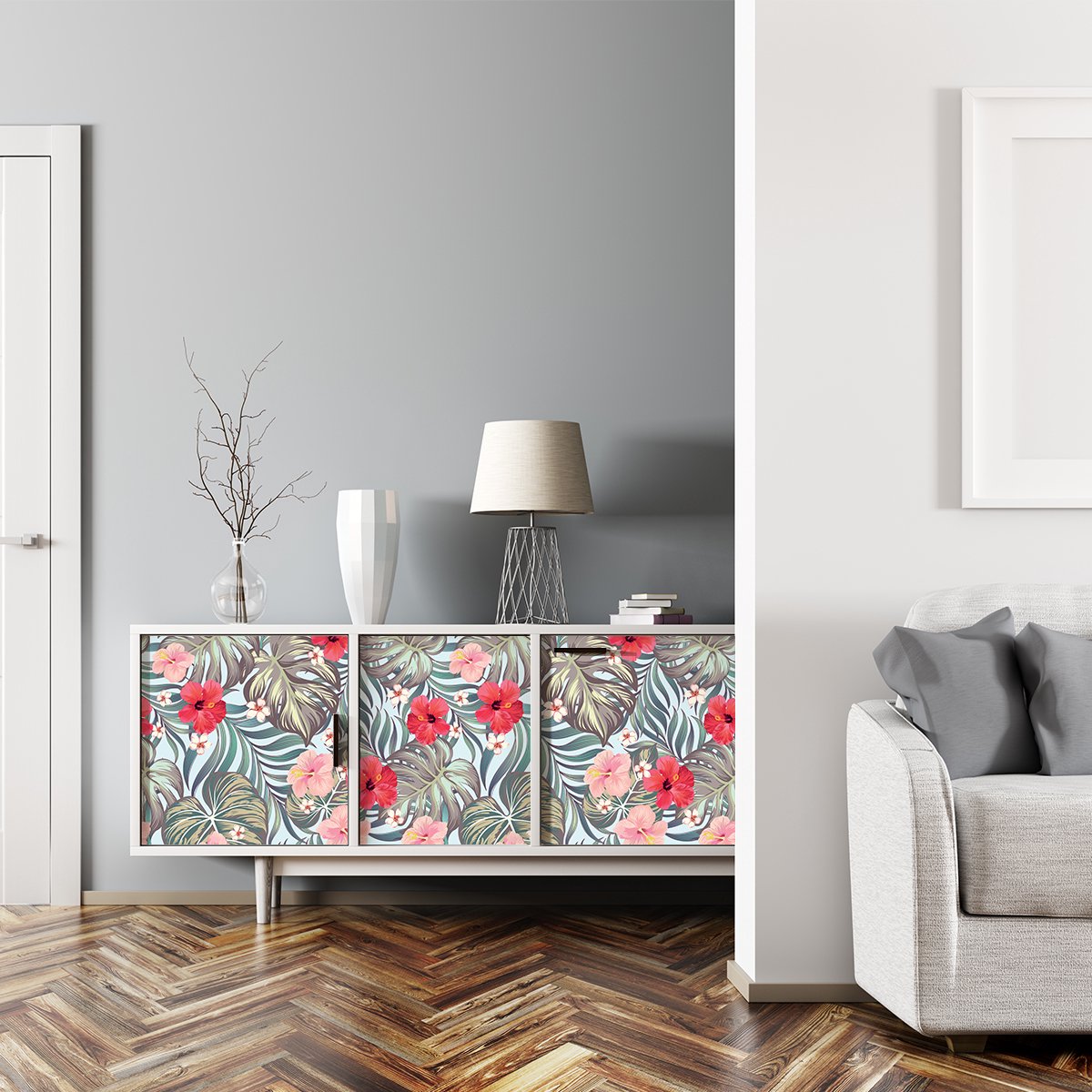 Ambiance Sticker Tropische glanzende meubelsticker, 40 x 60 cm Multi color