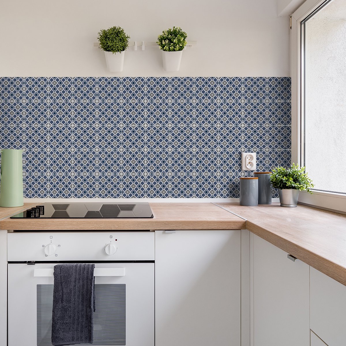 Ambiance Sticker Zelfklevende tegelmuurstickers voor keuken en badkamer - 60 etnische Pemba tegelstickers - 60 stickers 15x15cm Multi color