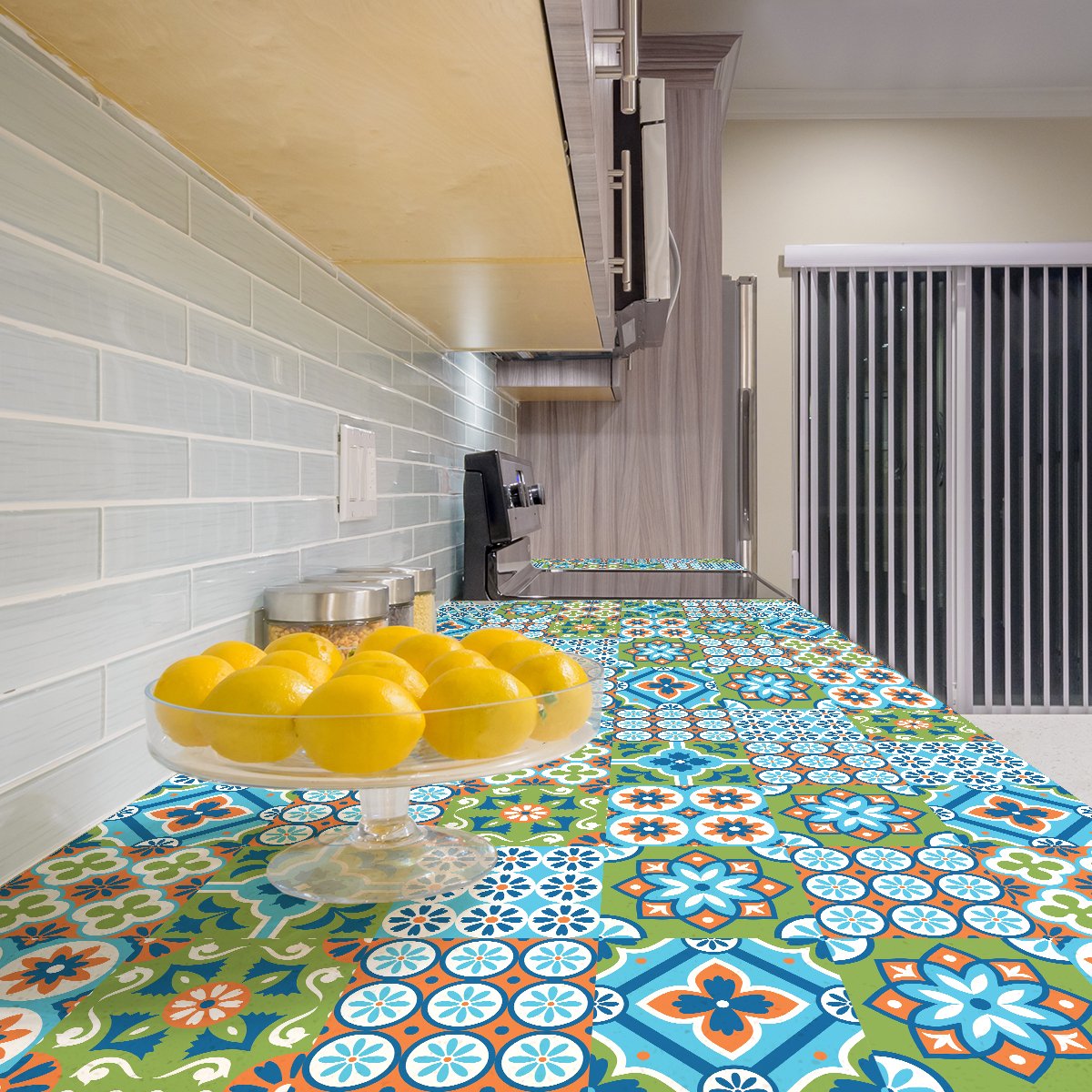 Ambiance Sticker Zelfklevende tegelmuurstickers voor keuken en badkamer - 60 cementtegelstickers voor meubels - 60 stickers 15x15cm Multi color