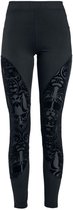 Gothicana Zwarte legging met inzetstukken en flockprint - Dames - M