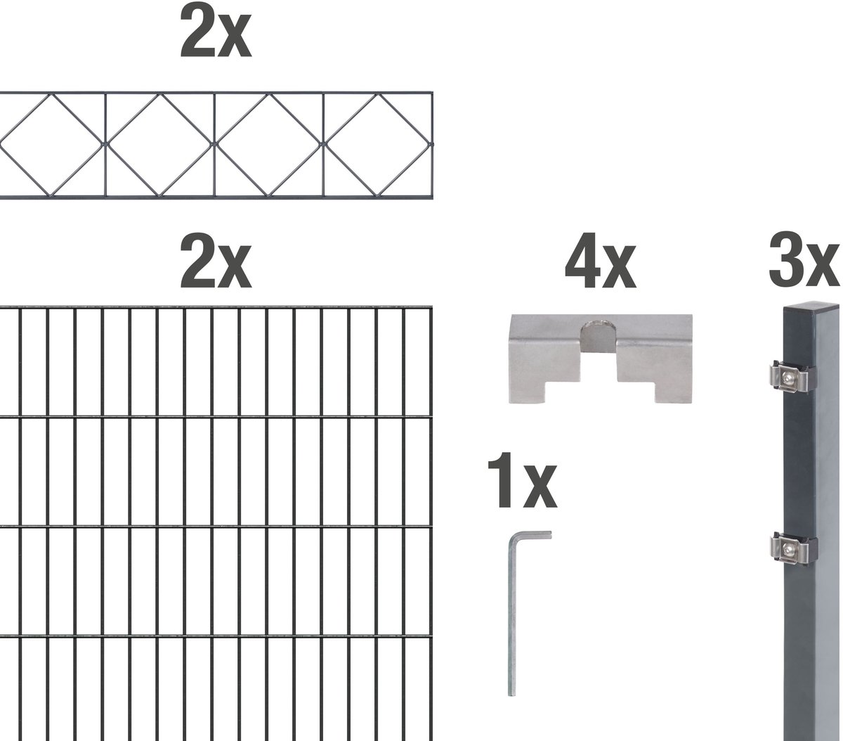 Alberts dubbel gaashekwerk Bergen staalhekwerk antraciet hoogte 100 - 160 cm, lengte 2 - 20 m