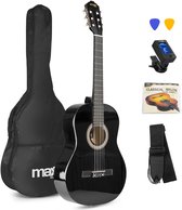 Klassieke Akoestische Gitaar met Nylon Snaren - MAX SoloArt - Beginnersset met Accessoires - Zwart
