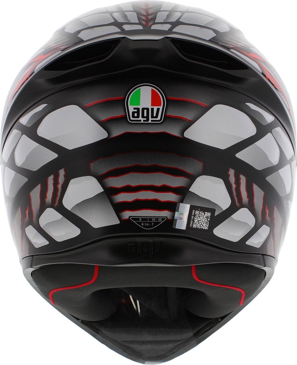 AGV K1 S LYZARD MATT BLACK/GREY/RED - Maat S - Integraal helm - Scooter helm - Motorhelm - Zwart - Scooterhelmen mannen en vrouwen. – foto 4