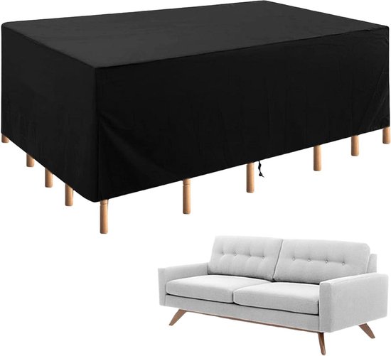 RICHIE Tuinmeubelhoes, waterdicht zware 420D Oxford stof 135 x 135 x 71 cm, kubus hoes voor tuintafel en tuinstoelen, anti-UV, hoes voor rotan tuinmeubelset