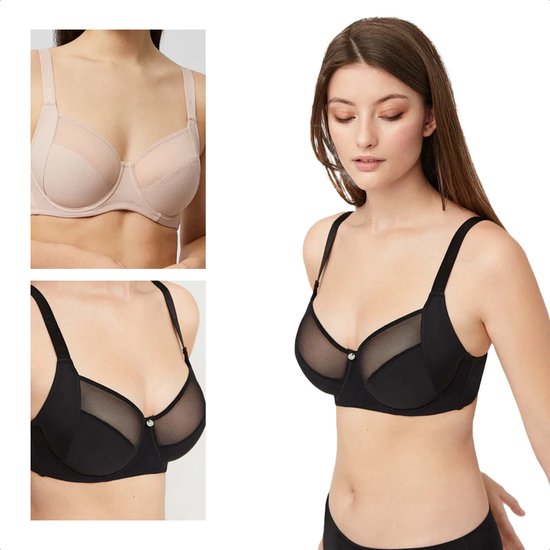 MELENECA Minimizer Beugel-BH Dames Grote Maten - Naadloos, Niet Gevuld, Comfortabel, Volledige Bedekking Cappuccino 100G