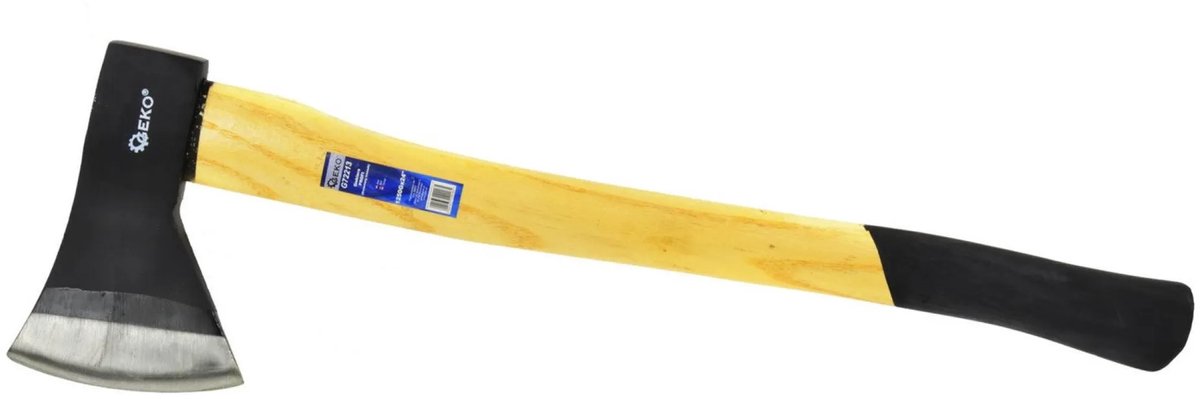 GEKO Bijl - Houten Handvat - Antislip Grip - Hoogwaardig Koolstofstaal - 1250 g
