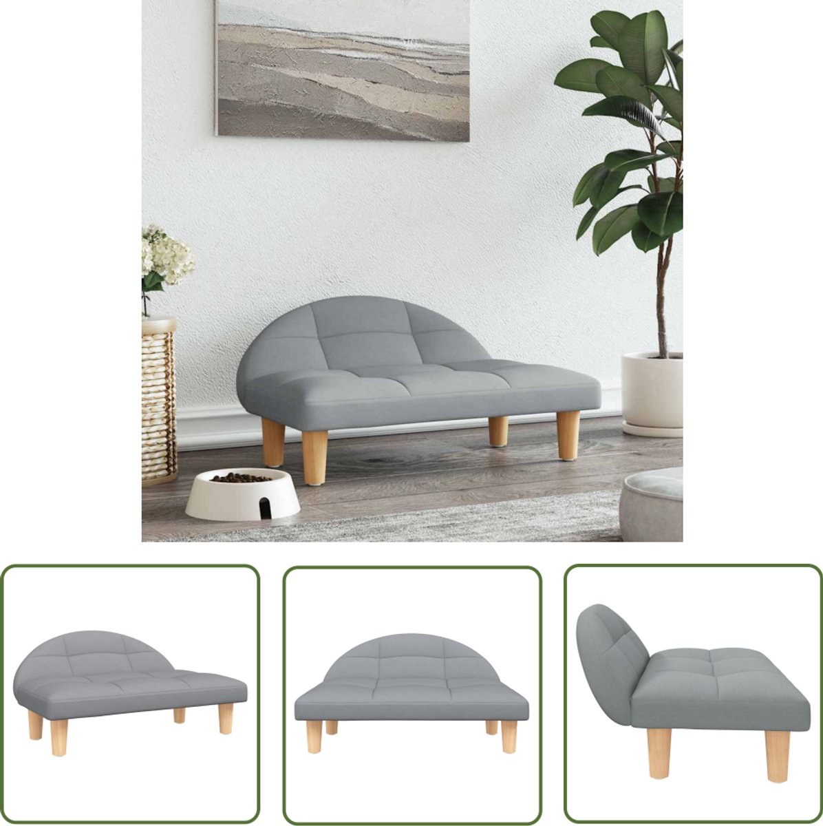 vidaXL Hond Bed – Hond Mand – Hondenmand 70x52x30 cm stof lichtgrijs – Hondenkussen – Klein Hond – Puppy