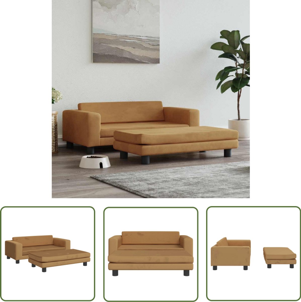vidaXL Hondenmand – Hondentuin – Hondenmand met verlengstuk 100x50x30 cm fluweel bruin – Hondenbed – Hondenaccessoires – Klein Hond