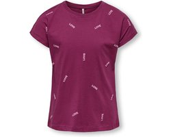 ONLY KOGSWET LIFE SS PRINT TOP JRS Meisjes T-shirt - Beaujolais Love
