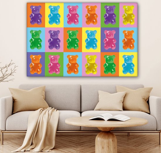 Tableau sur toile 120x80 cm - Décoration murale exclusive - Art- Snoep - Coloré - Décoration murale murale salon - Décoration chambre - Accessoires de chambre - Peintures sur toile