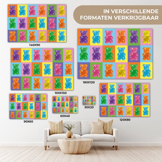 Tableau sur toile 120x80 cm - Décoration murale exclusive - Art- Snoep - Coloré - Décoration murale murale salon - Décoration chambre - Accessoires de chambre - Peintures sur toile