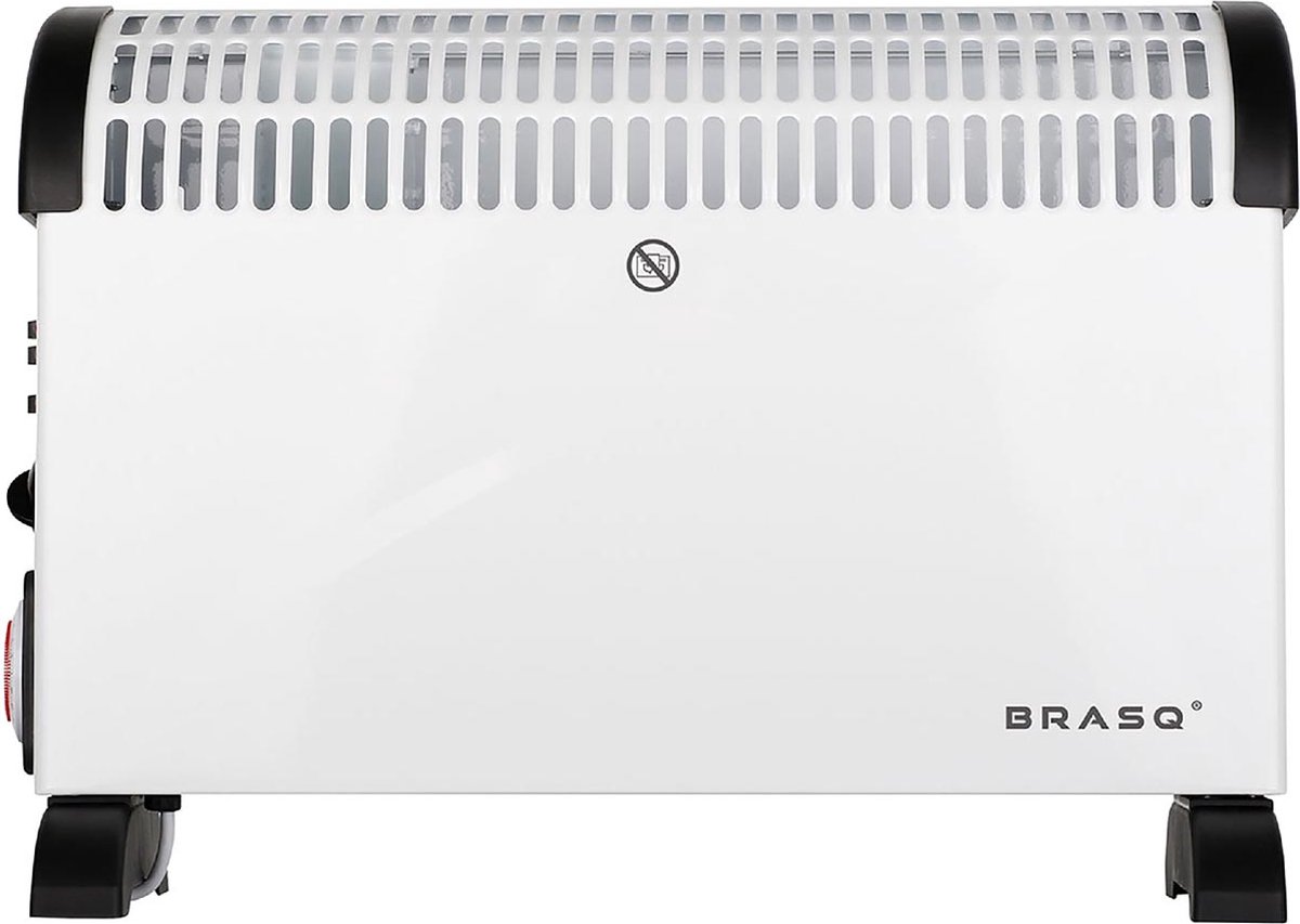 BRASQ Convectorkachel Elektrische kachel wit tot 750 1250 en 2000 Watt 3 standen met Turbofunctie - Timer - tot 25M2